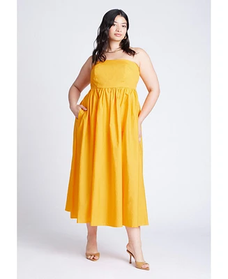 Eloquii Women's Poplin Fit And Flare Maxi Dress