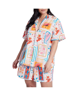 Eloquii Women's Relaxed Short Sleeve Button Down