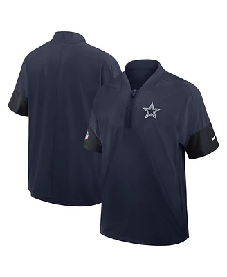 Nike Men's Navy Dallas Cowboys Sideline Short Sleeve Quarter-Zip Performance Coach Jacket