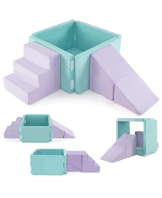 Slickblue Kids 3-in-1 Soft Climbing Blocks Play Set with Foam and Suede Fabric