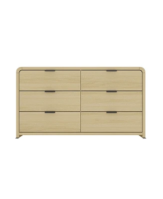 Manhattan Comfort 60" Medium Density Fiberboard Grace Modern 6 Drawer Double Dresser