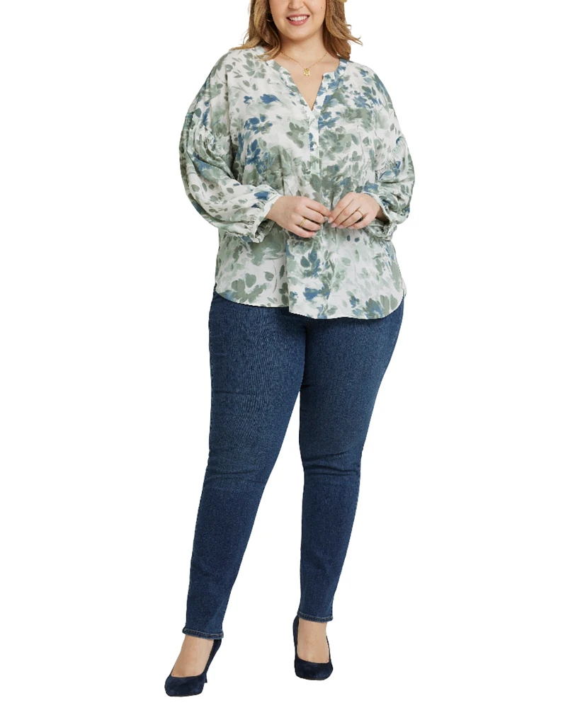 Nydj Plus Paulina Peasant Blouse Long Sleeve Top