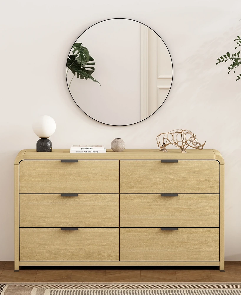 Manhattan Comfort 60" Medium Density Fiberboard Grace Modern 6 Drawer Double Dresser