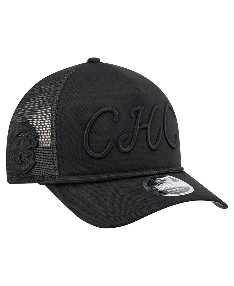 New Era Men's Black Chicago Cubs City Initial 9FORTY A-Frame M-Crown Adjustable Trucker Hat