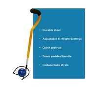 Ultimate Shotput & Hammer Retrieving Tool, Adjustable 6 Heights (24"-29"), Sturdy Steel, Deep Cup for Secure Pick-Up, Ergonomic Foam Handle,