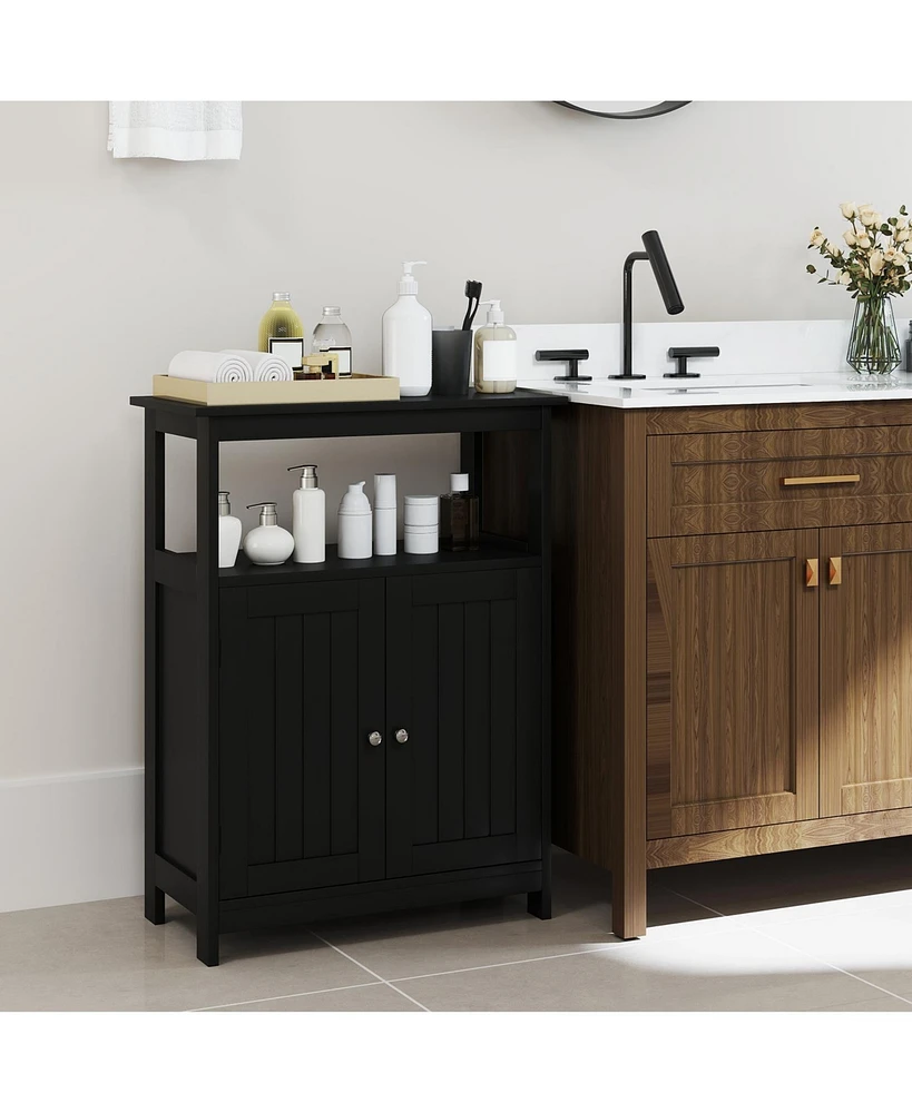 Slickblue Bathroom Floor Cabinet Freestanding Storage Organizer with Open Compartment