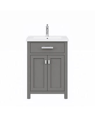 Myra 24 in. Bath Vanity in Cashmere Grey with Integrated Ceramics Vanity Top and Sink