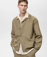 Mango Men's Pinstripe Linen Overshirt