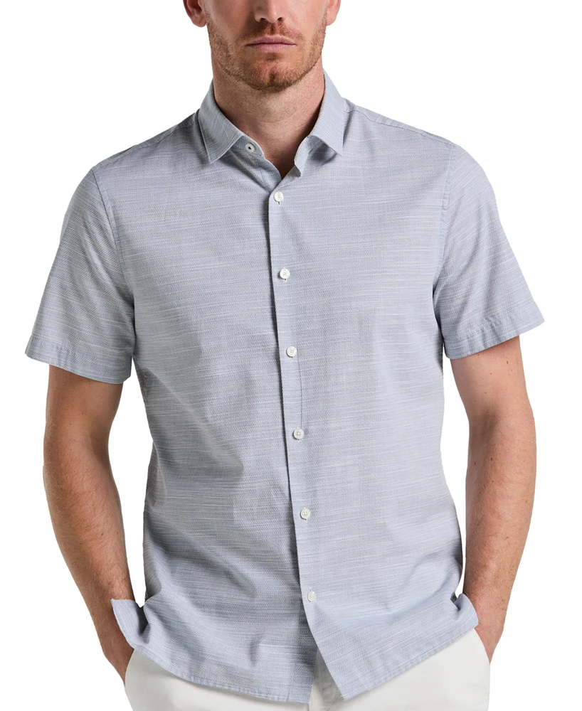 Perry Ellis Men's Cotton Dobby Short Sleeve Button-Front Shirt