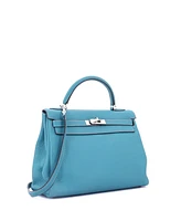 Pre-Owned Hermes Kelly 32 Handbag Clemence with Palladium Hardware