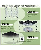 2-Tier 10 x 10 Feet Pop-up Canopy Tent with Wheeled Carry Bag