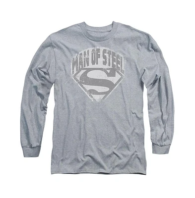 Superman Men's Man Of Steel Shield Long Sleeve Adult Tee / T-Shirt