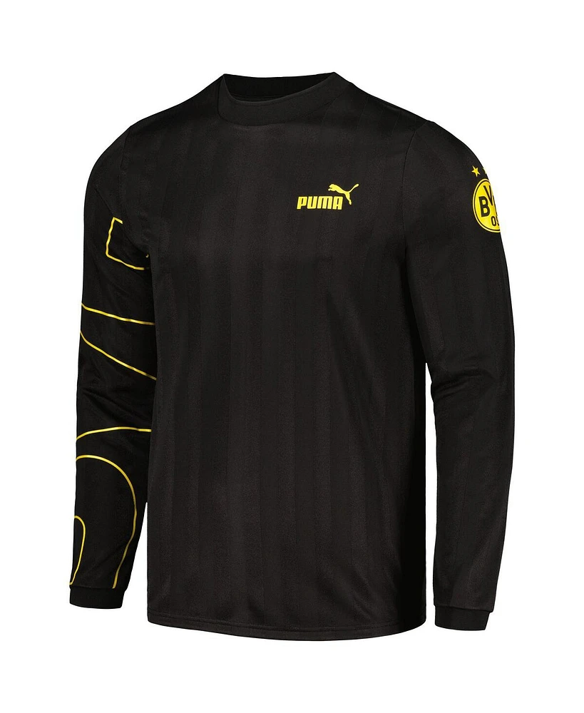 Puma Men's Black Borussia Dortmund Ftbl Statement Long Sleeve T-Shirt