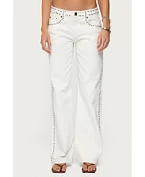 Edikted Women's Quincy Studded Low Rise Jeans