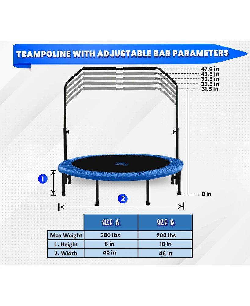 Plexalife Mini Trampoline for Adults - Rebounder Exercise Fitness Indoor/Outdoor Trampoline
