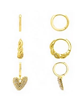 Unwritten Crystal Trio Huggie Hoop Earring Set