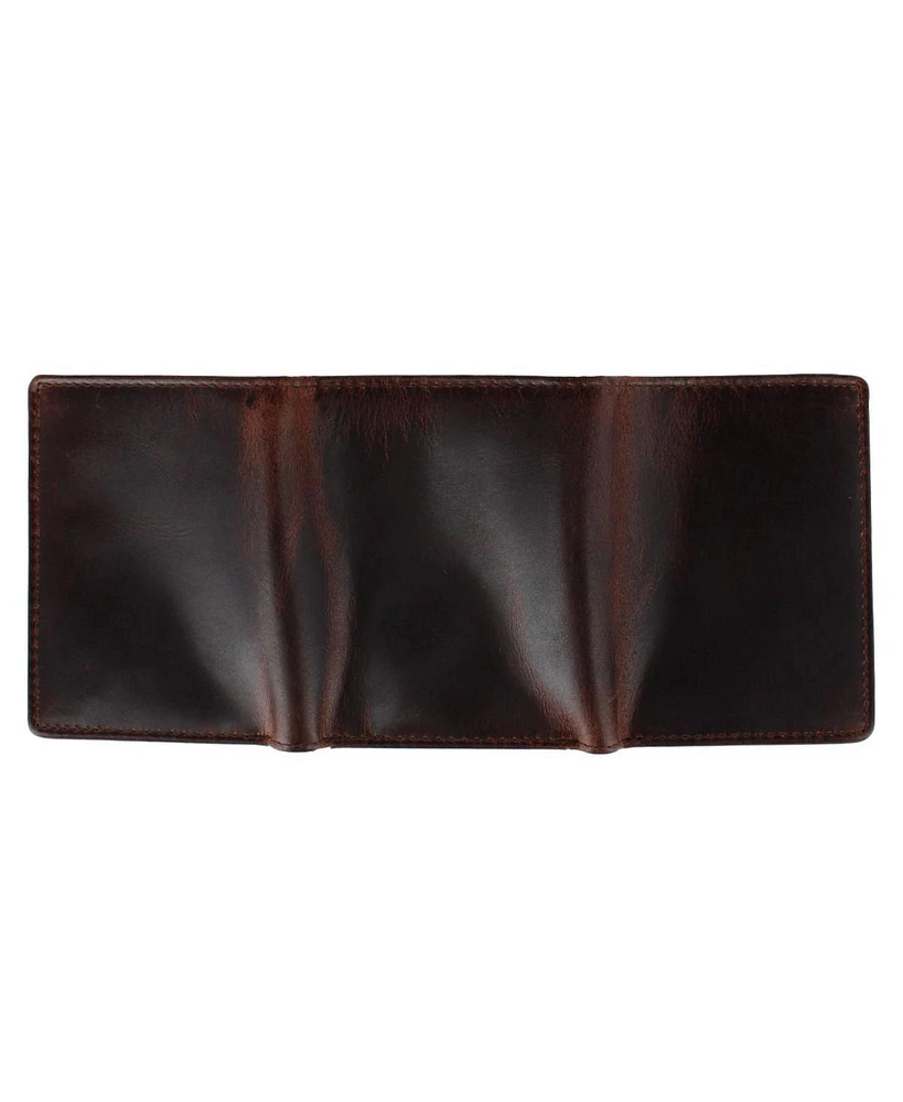 Trafalgar Men's Tennyson Tri-Fold Genuine Leather Wallet with Id Window