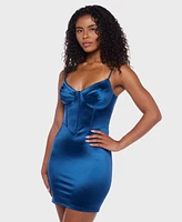 B Darlin Juniors' Sweetheart Satin Bodycon Dress
