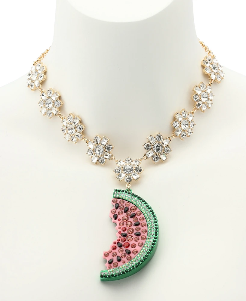 Betsey Johnson Faux Stone Backyard Watermelon Pendant Necklace