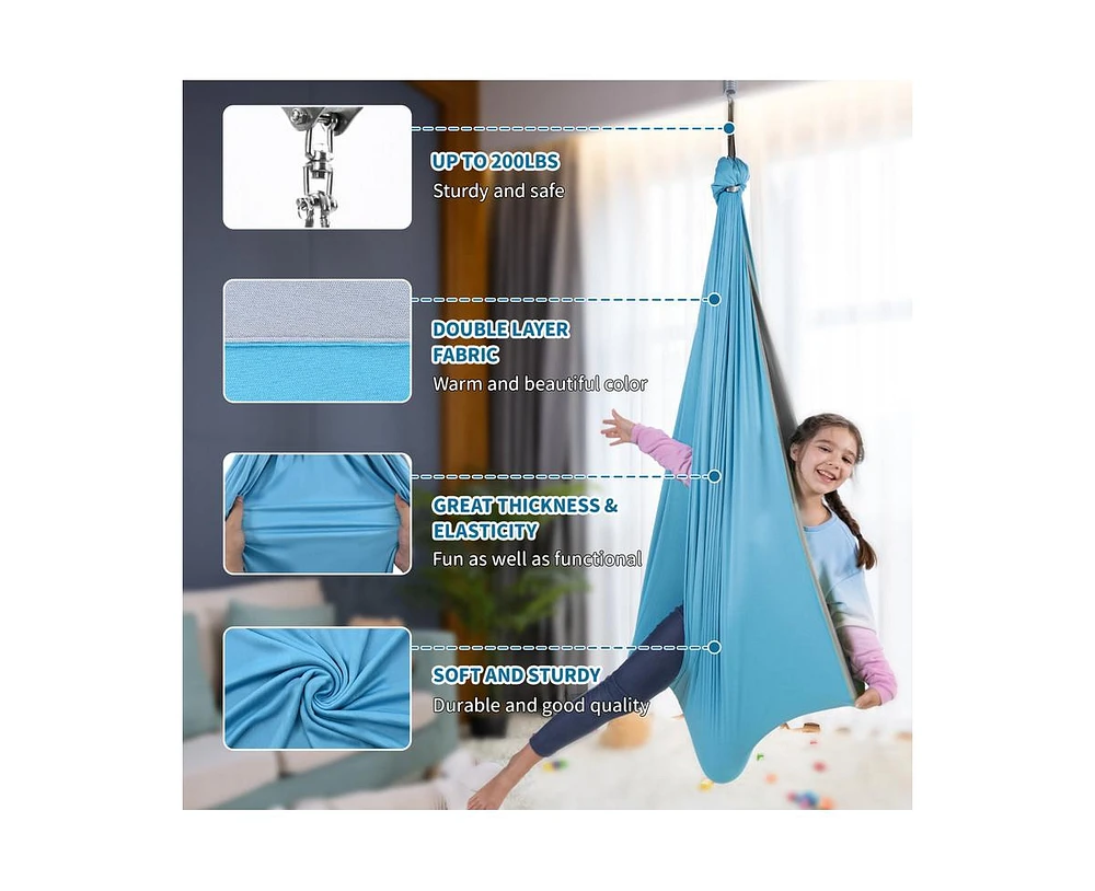 Outree Sensory Swing for Kids with 360° Swivel Hanger,Blue and Green