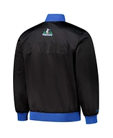 Mitchell & Ness Men's Black Minnesota Timberwolves Hardwood Classics Team Og 3.0 Lightweight Satin Full-Snap Jacket