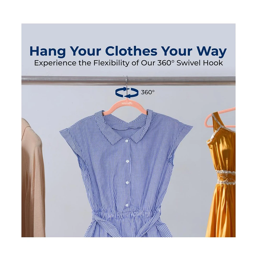 10 Pcs. Velvet Hangers - Non-Slip, Sturdy, and Heavy Duty Coat Set with 360° Swivel Hook for Clothes (Pink)