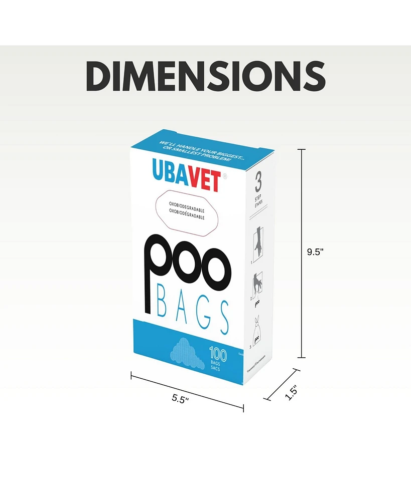 Ubavet Doo Extra-Long Durable Waste Bags for Dogs & Cats – (100-Pack)
