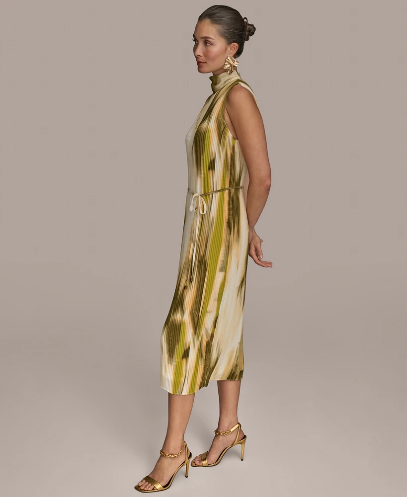 Donna Karan New York Women's Chiffon Printed Mock-Neck Midi Dress