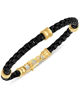 Esquire Men's Jewelry Box Link Chain Bracelet in Black & Gold-Tone Ion Plated Stainless Steel, Exclusively at Macy's