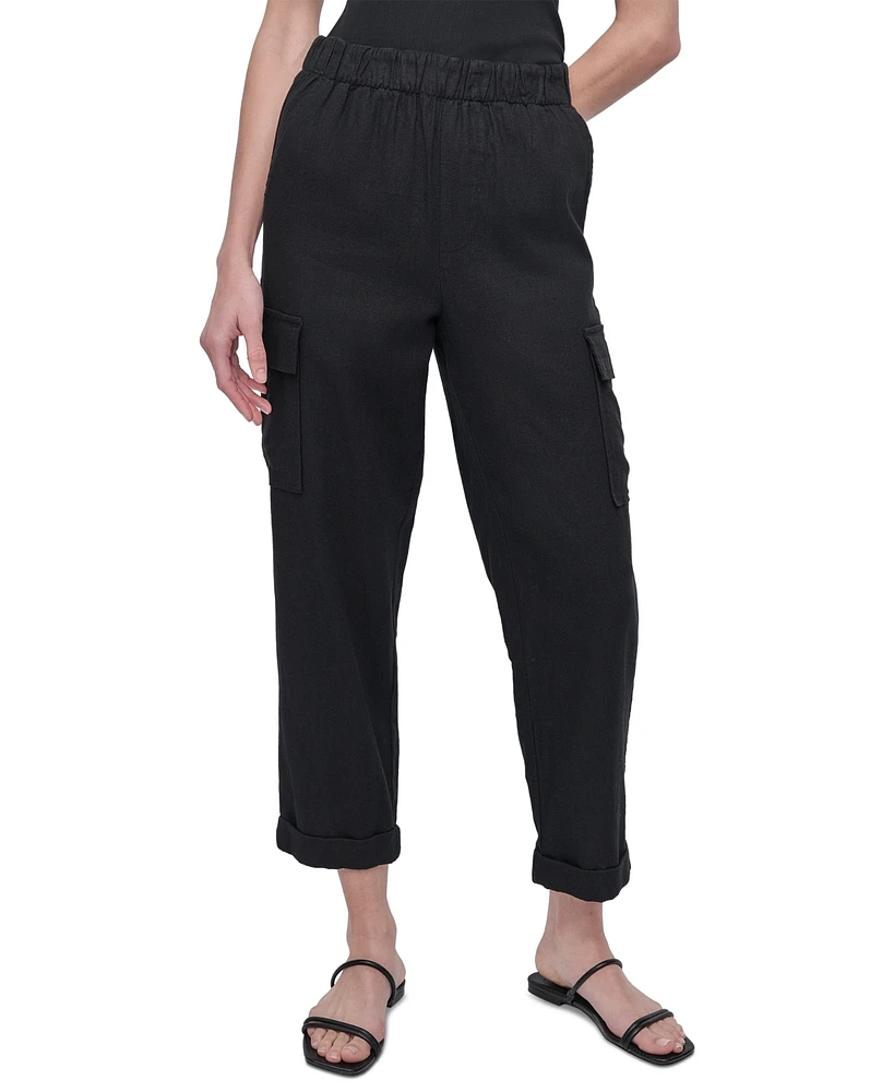 Dkny Jeans Women's Mid Rise Relaxed Pull-On Cargo Pants