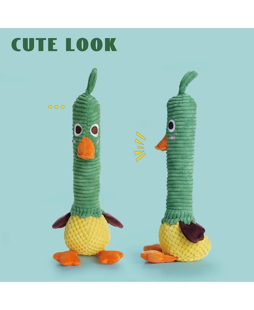 Nocciola 2-in-1 Squeaky Duck Dog Toy,Christmas gift,Cute Stuffed Dog Toys with Large Durable Rubber Squeaky Core for Aggressive Chewers