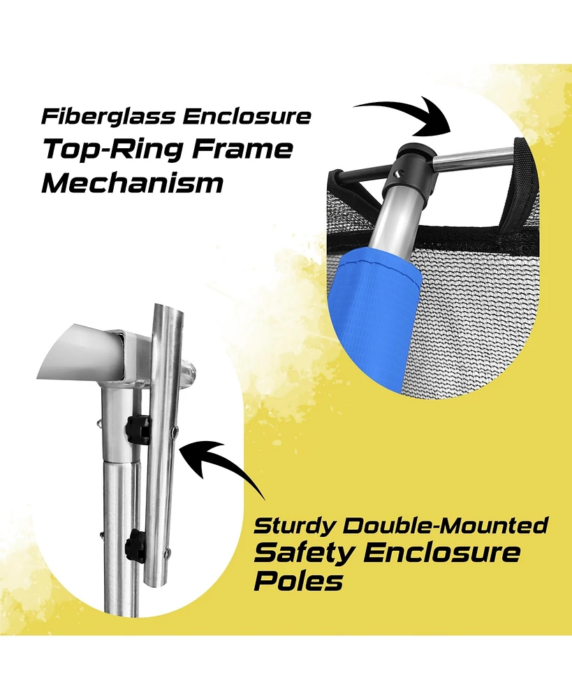 Plexalife Pumpkin-Shaped Outdoor Trampoline Set with Premium Top-Ring Frame Safety Enclosure, Ft