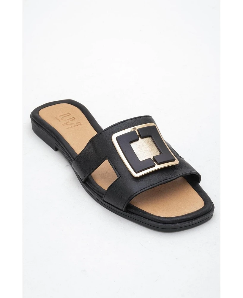 Millie Leather Buckle Slide (Women)