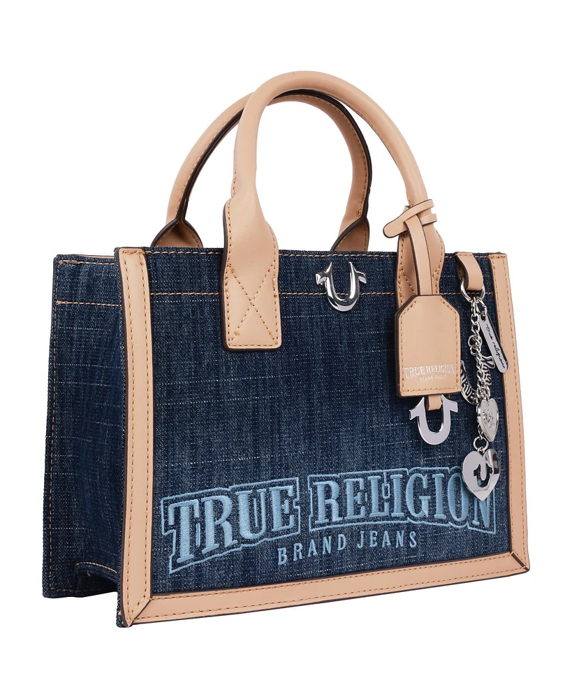 True Religion Bombe Logo Denim Tote