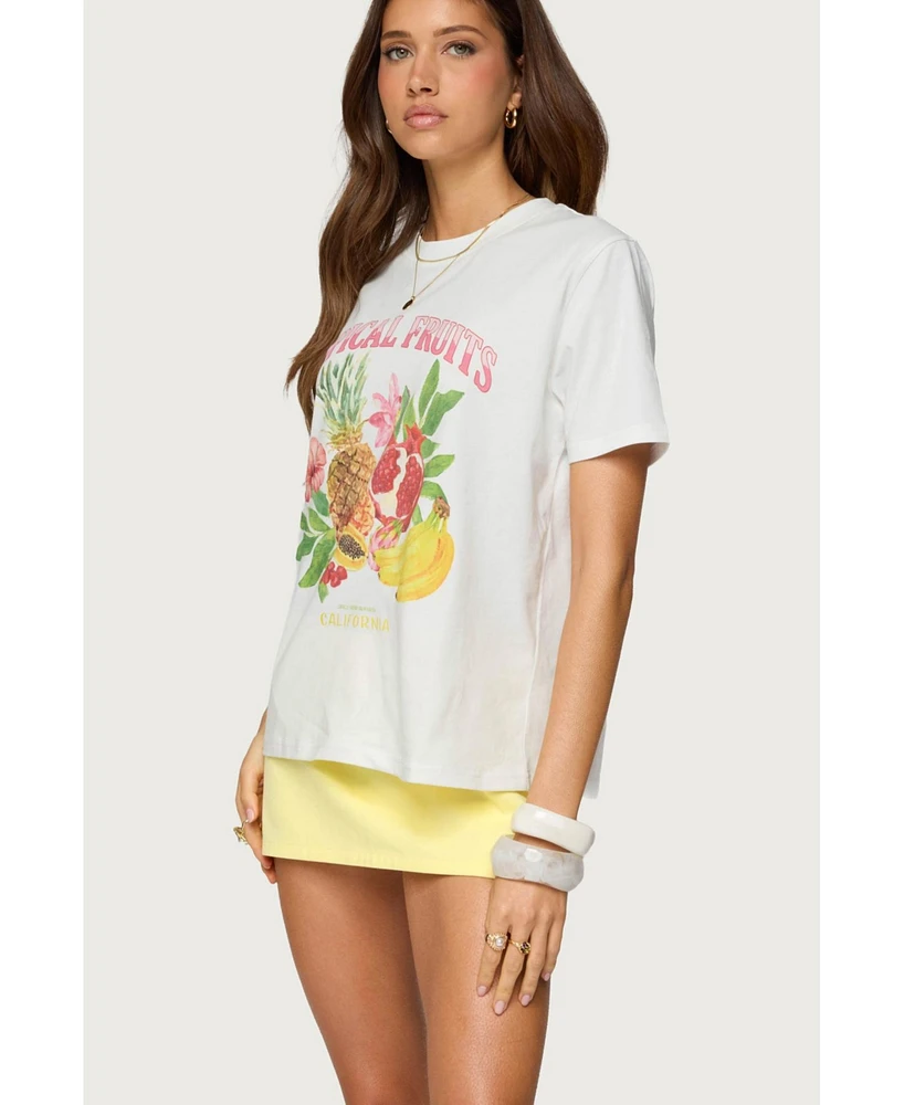 Edikted Womens Tropical Fruits Graphic T Shirt
