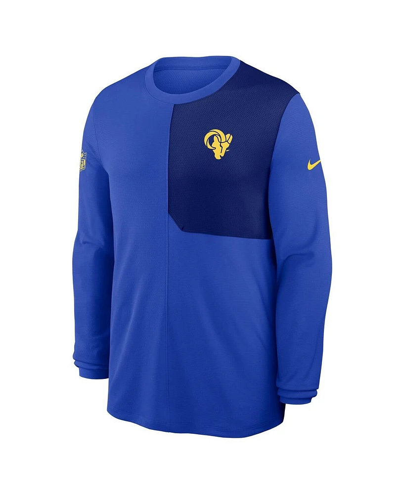 Nike Men's Royal Los Angeles Rams Sideline Coach Uv Performance Long Sleeve T-Shirt