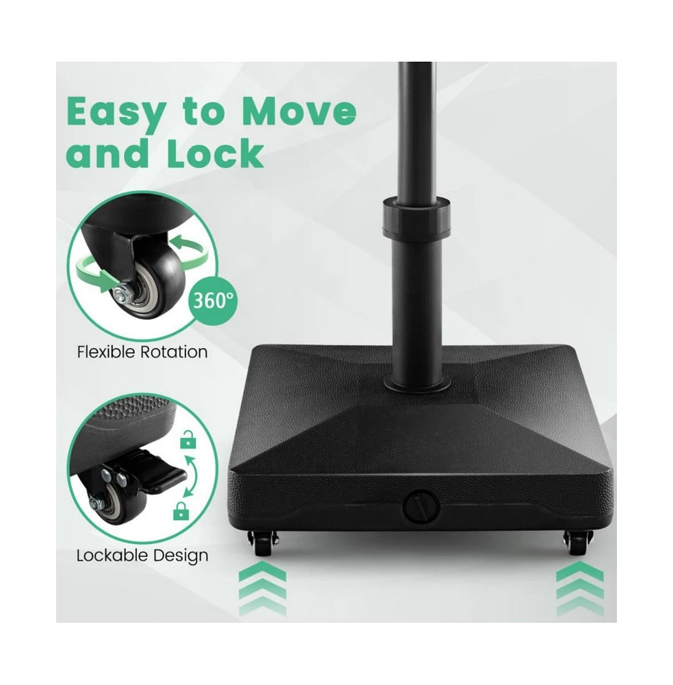 Fillable Umbrella Base Stand with Lockable Universal Wheels