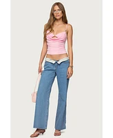 Edikted Womens Layered Bra Cowl Neck Top