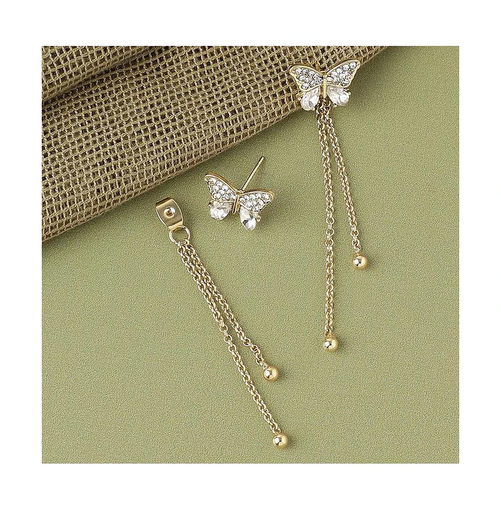 Sohi Women's White Butterfly Drop Earrings