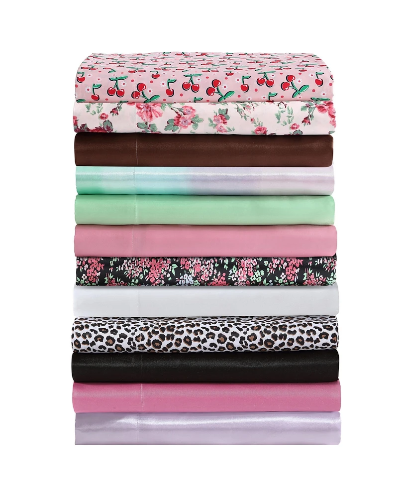 Betsey Johnson Printed Satin 3-Pc. Sheet Set, Twin Xl