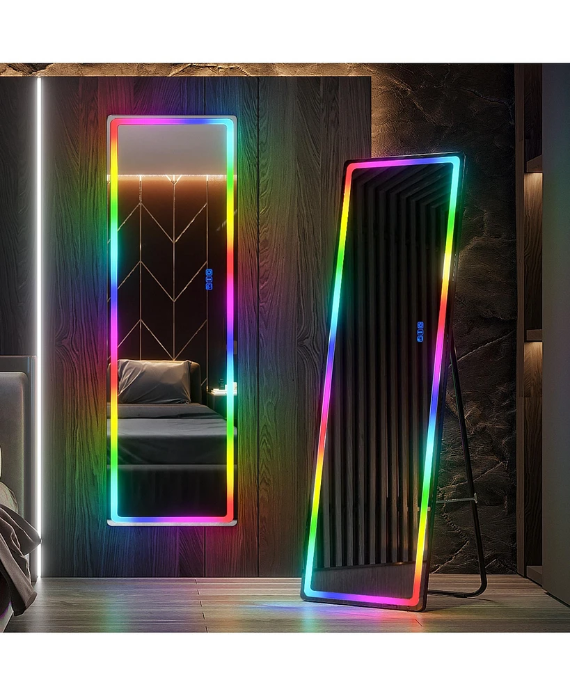 Vlsrka Full-Length Mirror with Adjustable Rgb Lighting