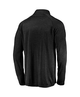Fanatics Men's Black Las Vegas Raiders Striated Primary Logo Raglan Quarter-Zip Pullover Jacket