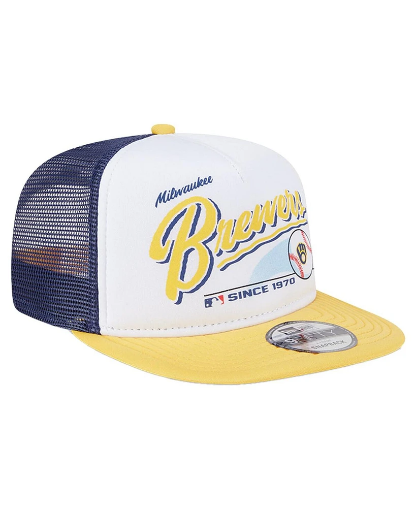 New Era Big Boys and Girls White Milwaukee Brewers Retro 9FIFTY Snapback Hat