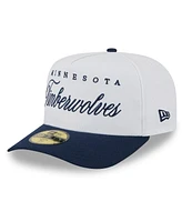 New Era Men's White/Navy Minnesota Timberwolves 2025 Nba Draft A-Frame 59FIFTY Fitted Hat