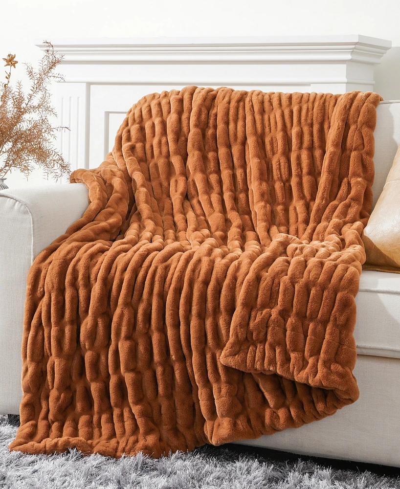 Battilo Luxurious Reversible Rabbit Faux Fur Throw