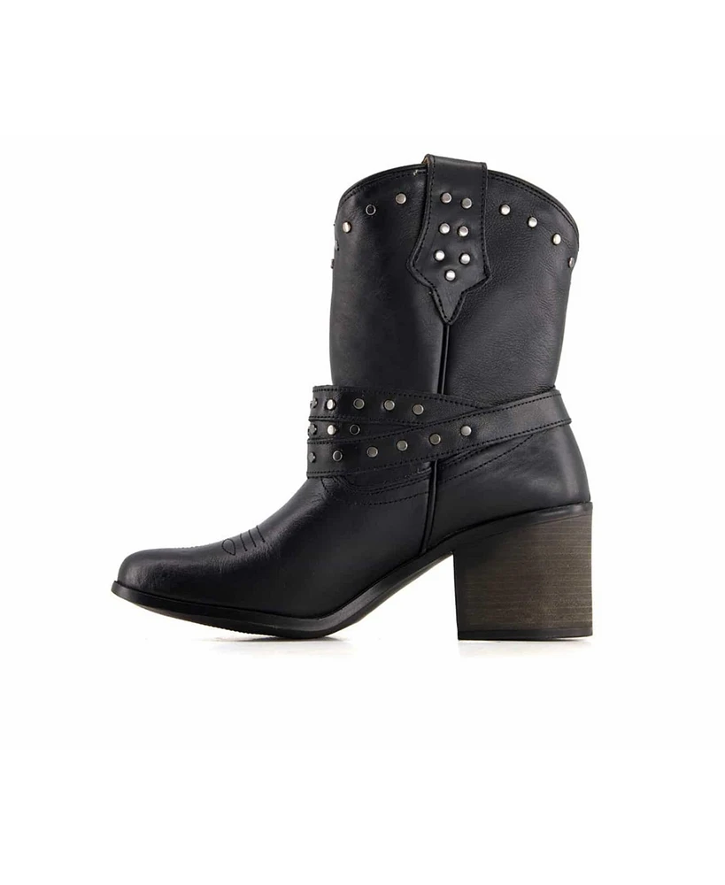 Forastero Women's Western Leather Boots with Buckle