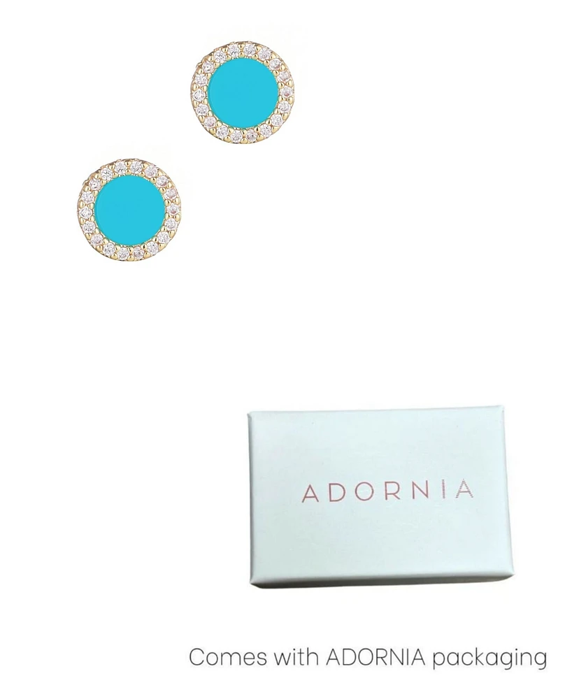 Adornia Gold Turquoise Circle Halo Stud Earrings