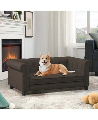 Streamdale Furniture Elegant Elevated Dog Sofa Bed - Dark Brown