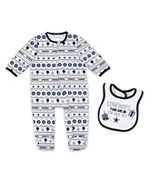 Wear by Erin Andrews Baby Boys and Girls Dallas Cowboys Allover Print Full-Zip Sleeper with Bib Set