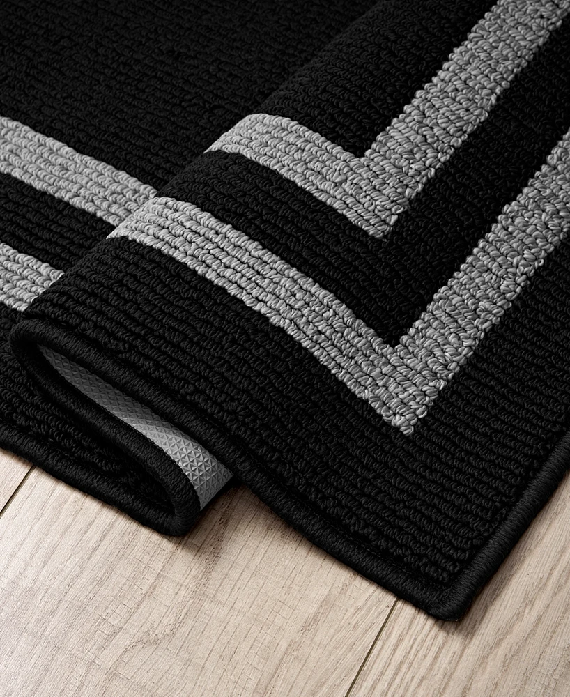 Jean Pierre Double Line Border Tufted - Machine Washable Runner Rug